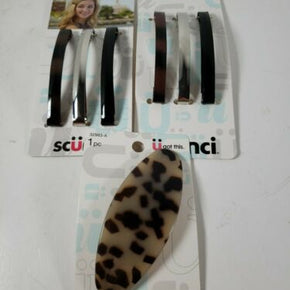 Scunci Lot of 3 - 2 pk Hair Clips Barrettes & 1 large barrette