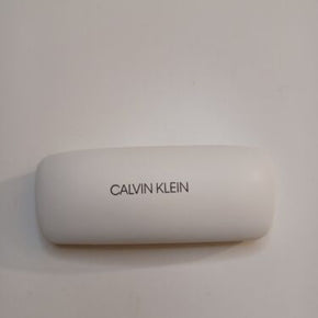 CALVIN KLEIN White Faux Leather Hard Clam Shell Sunglasses Eyeglasses Case Felt