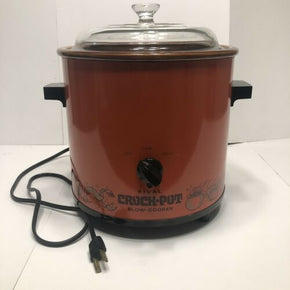 Vintage Rival Crock Pot 3.5 Quart Slow Cooker, Flame Orange Model 3100/2 Working