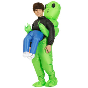 Adult Kids Halloween Inflatable Green Alien Costume Funny Cosplay Party Suit New / Styles Kid