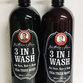 2 Bottles 3-in-1 Tea Tree & Mint Face, Hair & Body Wash for Men 32 fl oz Each