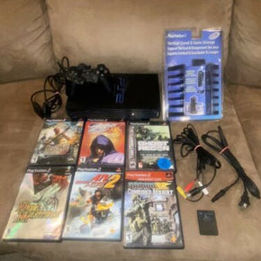 Sony PlayStation 2 PS2 FAT Console Bundle W/ Stand & 1 Controller 6 Games! WORKS