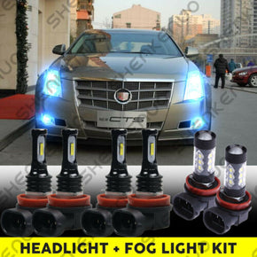 For 2008-2014 Cadillac CTS Sedan 6X 8000K LED Headlight Bulbs Hi/Lo + Fog Light