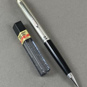 Vintage Pentel S55 0.5mm Black/Brushed Aluminum Mechanical Pencil Made In Japan