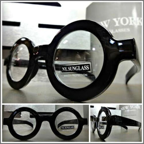 Men's VINTAGE RETRO Style Clear Lens EYE GLASSES Small Round Black Fashion Frame