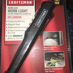 New Craftsman Black Mini LED Pocket Magnetic Work Light - 60 Lumens  Black