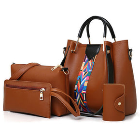 4PCS Set Women Fashion Handbag Wallet Tote Shoulder Bag Top Handle Satchel Purse