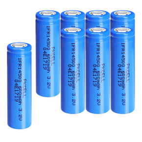 3.2V 14500 18500 Rechargeable LiFePO4 Battery AA Solar Lights Batteries Flat Top / QTY of Battery 8pcs 14500 batteries