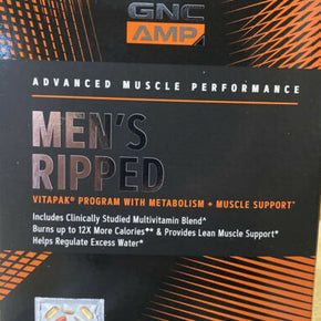 GNC AMP Men's Ripped Vitapak Program Metabolism Muscle Support 30pks NEW DATES