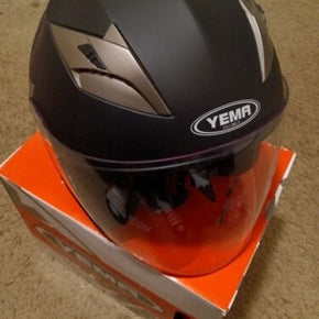 YEMA YM-627 Motorcycle Open Face Helmet DOT Approved, Matte Black S 55-56 cm