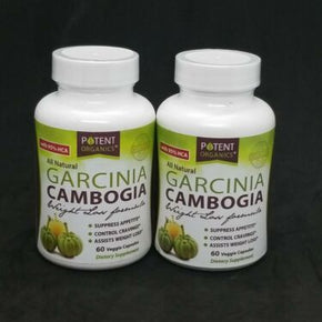 2 Bottles Potent Organics Pure Garcinia Cambogia 60 Each Weight Loss Capsules