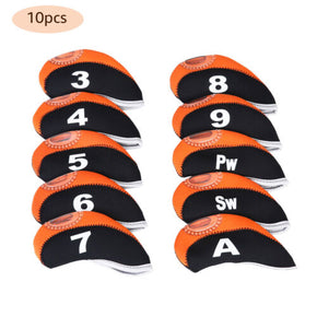 10xNeoprene Golf Iron Head Covers Set Headcover Fit Taylormade Mizuno Ping Cobra / Color Orange