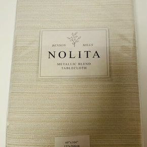 BENSON MILLS NOLITA Metallic Blend Oblong Tablecloth, Linen (60" x 104")