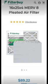 Filterbuy 16x25x4 Pleated Air Filters, Replacement for HVAC AC Furnace (MERV 8)