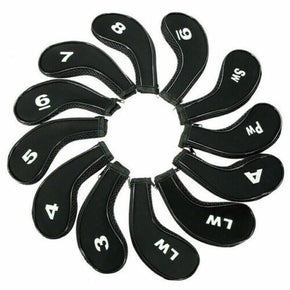 12 Pcs Neoprene Golf Iron Head Covers Set Fits Callaway Ping Taylormade Titleist / Color Black