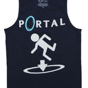 Portal Mens Tank Top - Portal Stick Man Down Image / Color blue / Size (Men's) Small