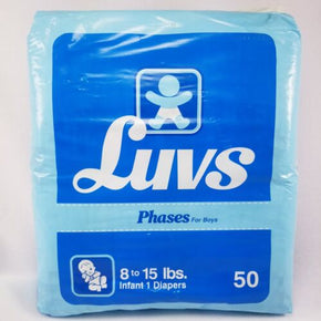 Luvs Diapers Phases for Boys Vtg Infant 1 plastic 50 Pk Trucks FULL Sealed ABDL