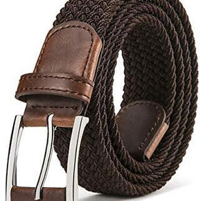 Bulliant Men's Stretch Belt Woven Braided, Width13/8”, Superb Quality / Color Dark Brown 1349 / Size 32"-34"Waist Adjustable