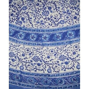 Homestead Rajasthan Block Print Round Cotton Tablecloth 72" Blue