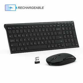 Rechargeable Wireless Keyboard Mouse Combo, Jelly Comb 2.4GHz Ultra Slim Compact