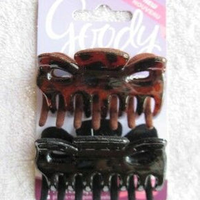 2 Goody Slideproof Secure Fit Velvet Claw Clips Hair Jaw Black Brown Stay Put