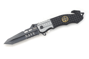 Snake Eye Tactical " Navy " Rescue Style Action Assist Folding Knife 4.5"