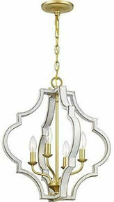 Progress Lighting Teigen Antique White and Vintage Gold Geometric Pendant Light