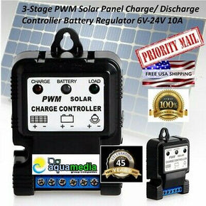 3-Stage PWM Solar Panel Charge Discharge Controller Battery Regulator 6V-24V-10A