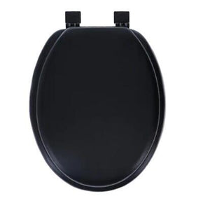 Elongated Toilet Seat Black Padded Soft Cushion Closed Front Plush Foam