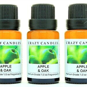 3 Apple & Oak 1/2oz Premium Grade Scented Fragrance Oil Crazy Candles