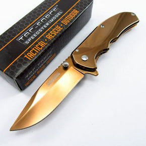 SPRING ASSISTED FOLDING POCKET KNIFE Tac Force Bronze Stainless Steel Tactical