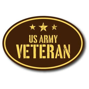 US Army Veteran 4x6" Brown Oval Magnet Decal with Stars Perfect for Car or Tru