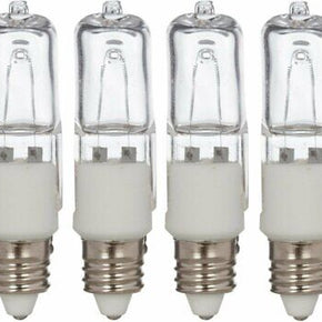[4 Pack] 50 Watt 120 Volt Halogen Bulbs E11 Mini Candelabra 120V 50W T4 JD Lamp