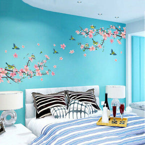 US Cherry Peach Blossom Flower Bird Wall Sticker Removable Wall Decal Room Decor