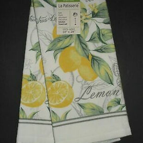 La Patisserie  Lemon - Kitchen Dish Towels - Set of 2 - Cotton Towel - New