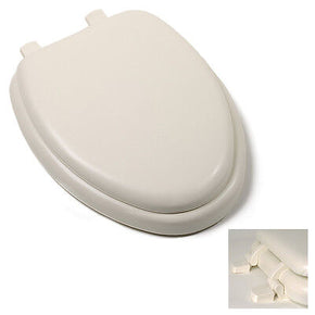 Deluxe Bone Elongated Soft Cushioned Padded Toilet Seat Closed Front Quick Clean