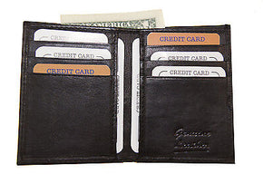 MENS Slim Bifold Wallet, Genuine Leather, Front Pocket Multi Card Holder, Black