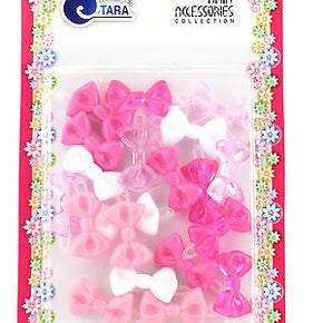 TARA GIRLS  SELF HINGE BOW HAIR BARRETTES - PINKS & WHITE - 20 PCS.  (08974)