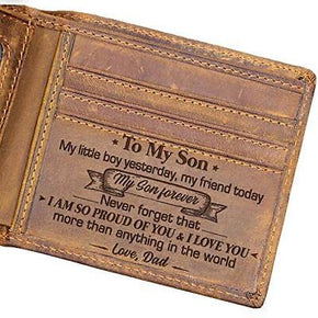 DOPTIKA Engraved Leather Bifold Wallet - To My Son Wallet From Dad - I Love Y...