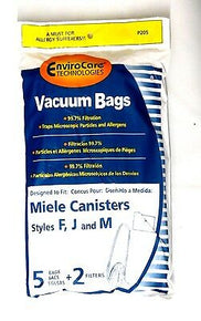 envirocare 5 Miele FJM Micro Allergen filtration Vacuum cloth Bags & 2 Filters