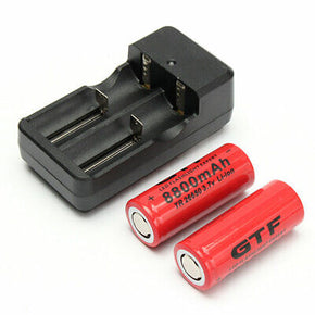 2 RECHARGEABL 8800mah BATTERIES & DUAL CHARGER FOR SHADOWHAWK X800 FLASHLT 26650