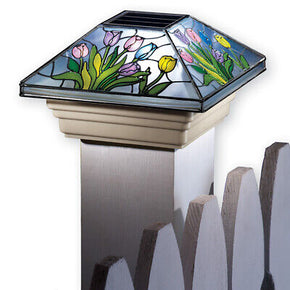 Solar Spring Fence Post Cap Light / Style Flower