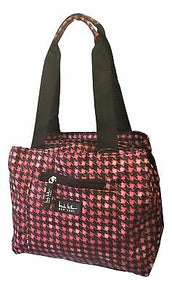 Nicole Miller of New York 11" Insulated Lunch Cooler Bag- Black/Pink Houndstooth