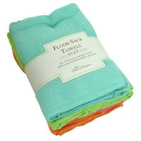 Set of 4 Bright Flour Sack Kitchen Dish Towels 28x29 from Design Imports