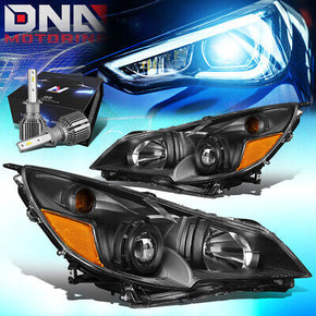 FOR 2010-2014 SUBARU OUTBACK LEGACY HEADLIGHTS W/LED KIT+COOL FAN BLACK/AMBER