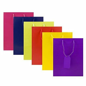 JAM Paper Assorted Gift Bags Set - Medium (8 x 4 x 10 Inches) - Primary Colors..