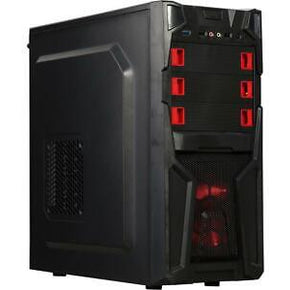 DIYPC Solo-T2-R Black USB 3.0 ATX Mid Tower Gaming Computer Case with 2 x Red Fa