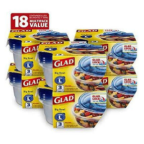 Glad Food Storage Containers, 3 Count- 6 Pack | Durable Food Storage Containers