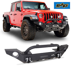 EAG Heavy Duty Front Bumper with Fog Light Hole Fit for 20-22 Jeep Gladiator JT