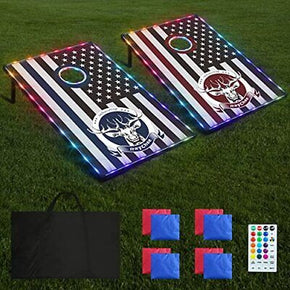 LED Cornhole Set, 4'x2'/3'x2'Regulation Size Cornhole Boards Games Set, Corn